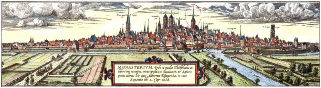 Stadtansicht Münster, Lamberti mit Kuppeldach